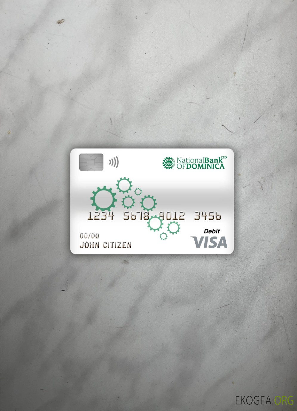 Banque nationale de la Dominique de la Dominique, carte de débit visa, photolook , avant